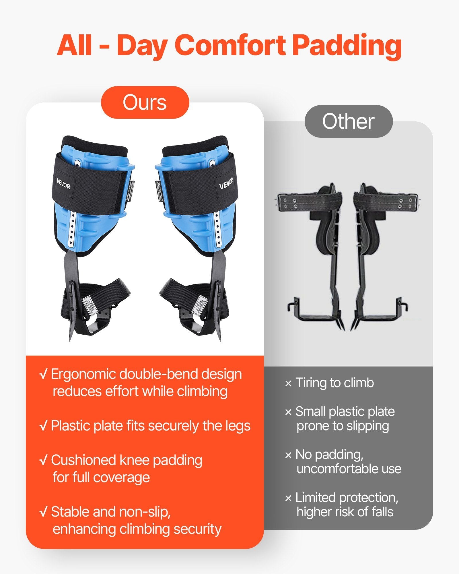 Tree Climbing Spikes, Height-Adjustable Tree Climbing Gear with Straps & Padding Cushion, 159 kg Load V952-XPSZZDPKQMFHCUIBM001V0
