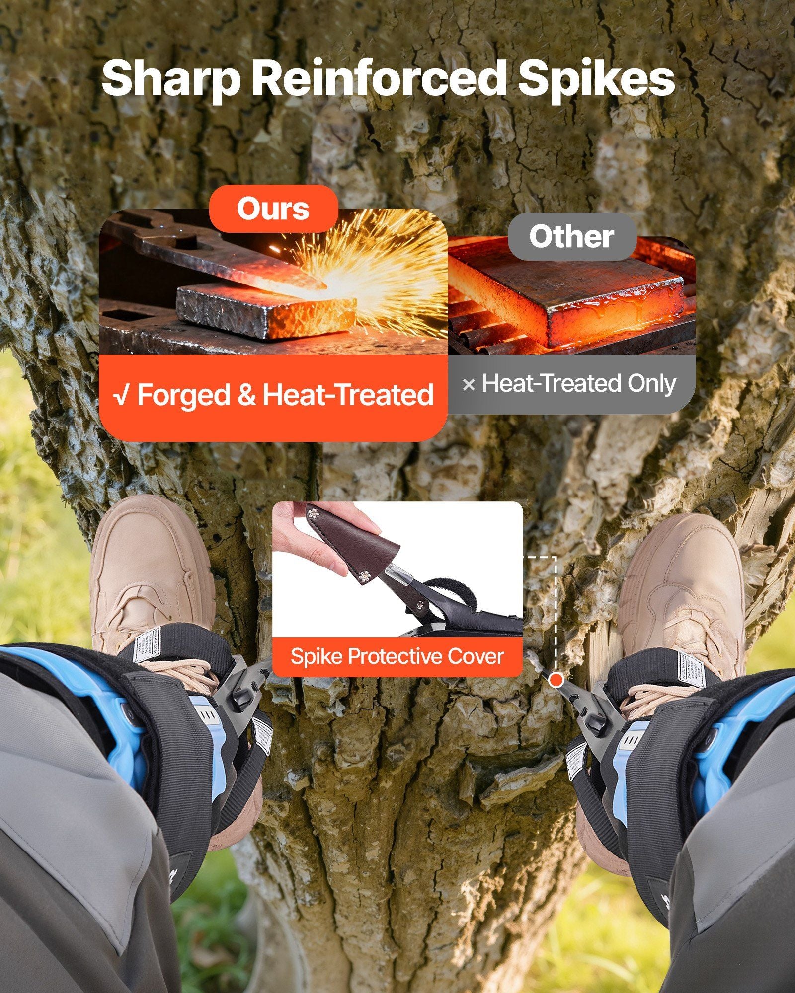 Tree Climbing Spikes, Height-Adjustable Tree Climbing Gear with Straps & Padding Cushion, 159 kg Load V952-XPSZZDPKQMFHCUIBM001V0