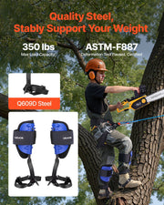 Tree Climbing Spikes Set, Height-Adjustable Tree Climbing Gear with Straps & Harness, 159 kg Load Capacity, V952-XPSZZZHKJCKSOXN33002V0