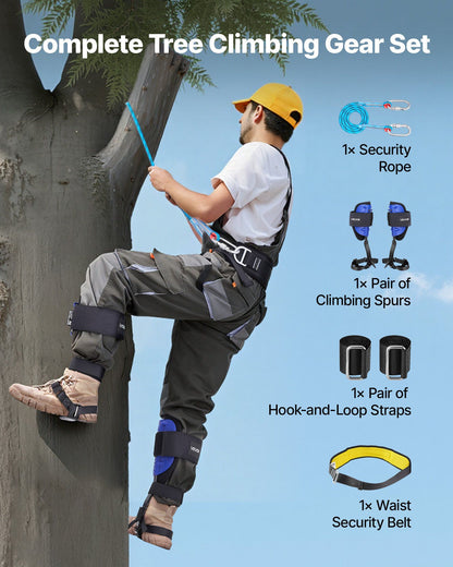 Tree Climbing Spikes Set, Height-Adjustable Tree Climbing Gear with Straps & Waist Harness, 159 kg Load V952-XPSZZZHKJCKSUJVZX002V0