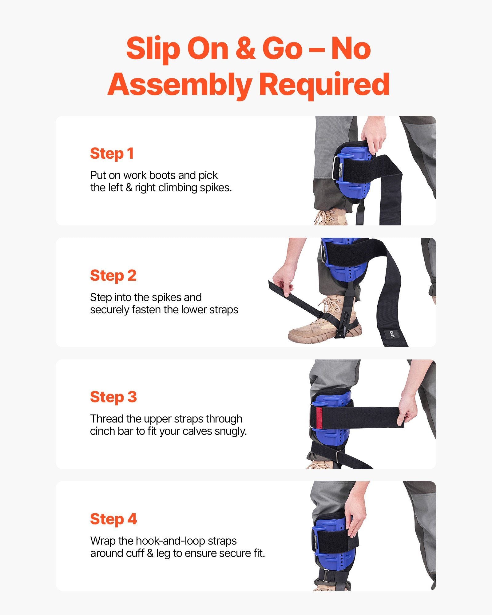 Tree Climbing Spikes Set, Height-Adjustable Tree Climbing Gear with Straps & Waist Harness, 159 kg Load V952-XPSZZZHKJCKSUJVZX002V0