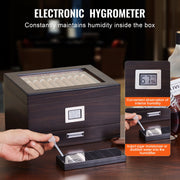 50 Cigar Humidor Glasstop Cedar Cigar Box Humidifier & Hygrometer & Drawer V952-XQBSJMTKJ3055E7JTV9