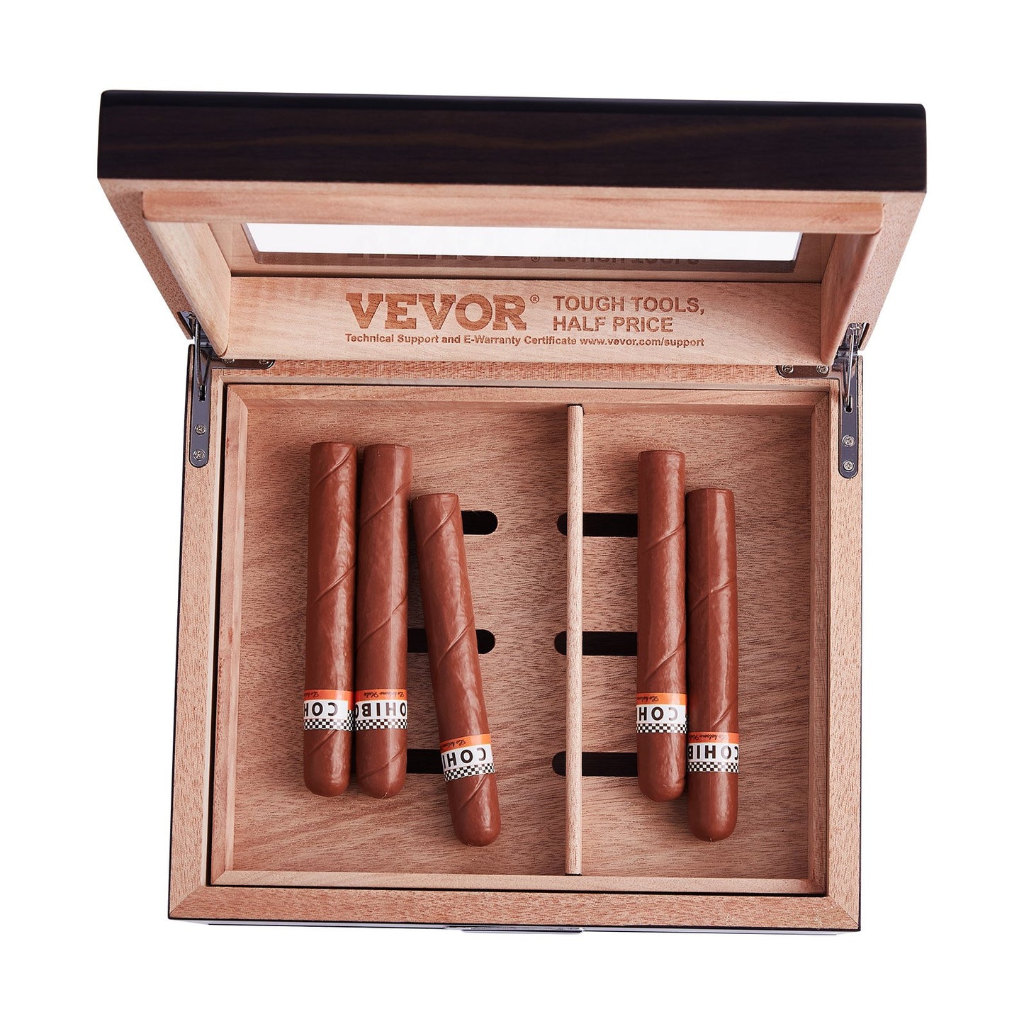 50 Cigar Humidor Glasstop Cedar Cigar Box Humidifier & Hygrometer & Drawer V952-XQBSJMTKJ3055E7JTV9