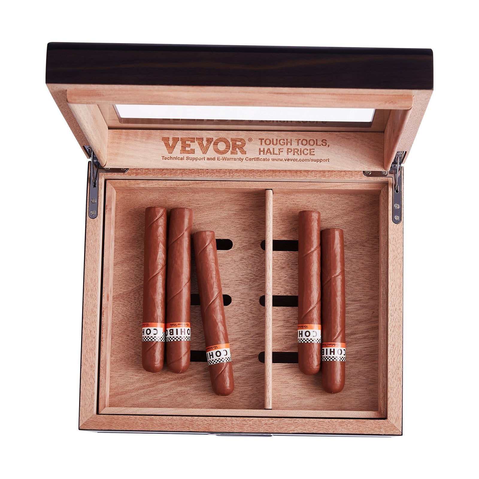50 Cigar Humidor Glasstop Cedar Cigar Box Humidifier & Hygrometer & Drawer V952-XQBSJMTKJ3055E7JTV9