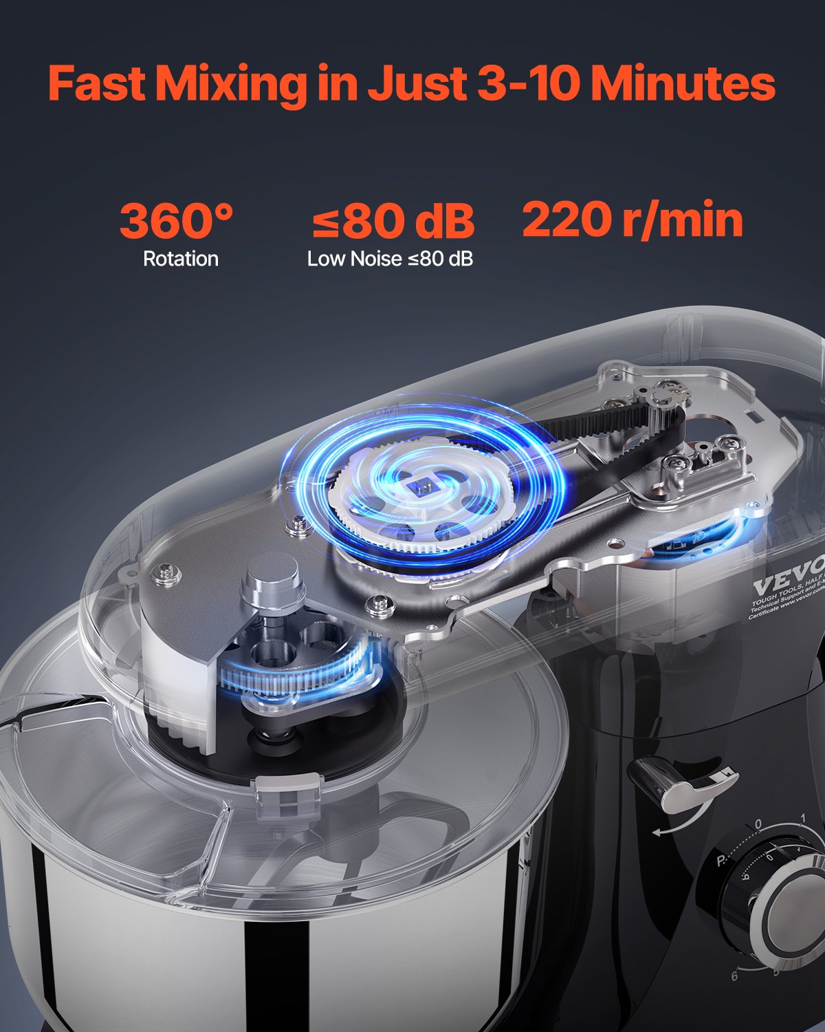 Stand Mixer 5.68 L Electric Dough Mixer 1100W 6 + P Speeds Food Beater V952-XRLTMSJBJHS6I5V82V3
