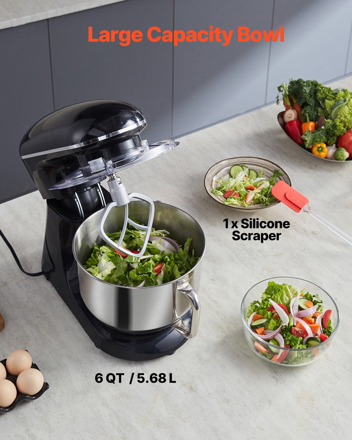 Stand Mixer 5.68 L Electric Dough Mixer 1100W 6 + P Speeds Food Beater V952-XRLTMSJBJHS6I5V82V3