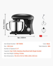 Stand Mixer 5.68 L Electric Dough Mixer 1100W 6 + P Speeds Food Beater V952-XRLTMSJBJHS6I5V82V3