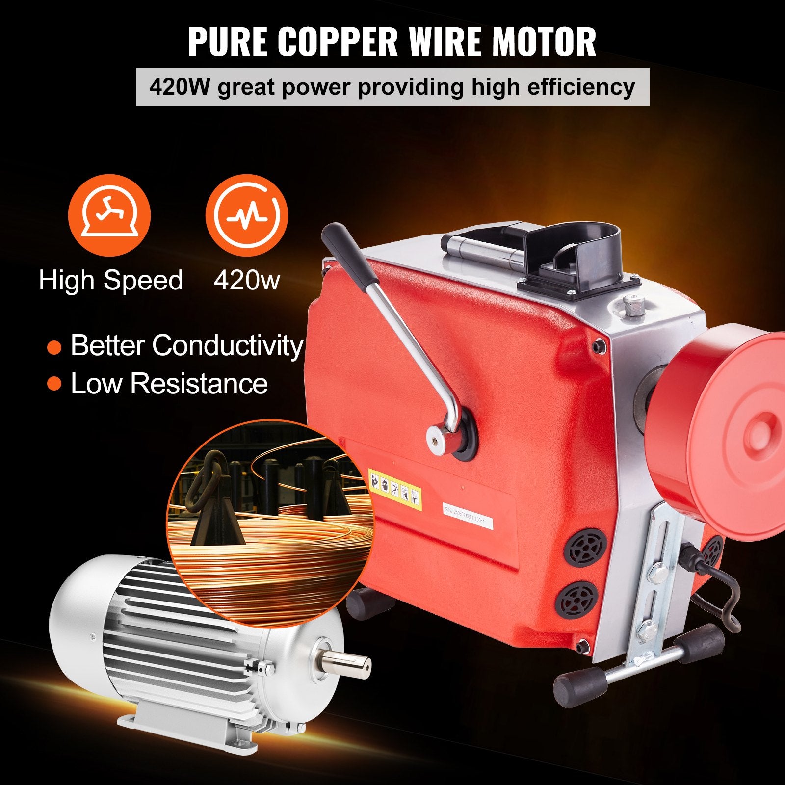 Drain Cleaner Machine 120FT x 7/8" 420W Sewer Snake Auger Manual Feed V952-XSGDSTJ420W5G5H34V3