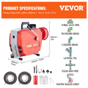 Drain Cleaner Machine 120FT x 7/8" 420W Sewer Snake Auger Manual Feed V952-XSGDSTJ420W5G5H34V3