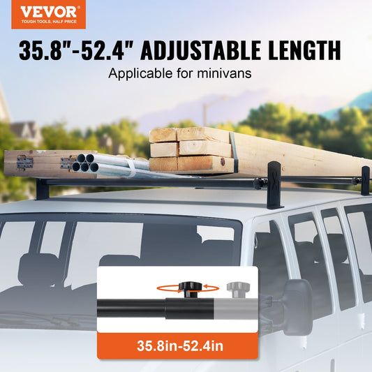 2 Bars Van Roof Ladder Rack 500 LBS Adjustable 35.8" to 57.5" Alloy Steel V952-XSHCH23502948LXWQV0