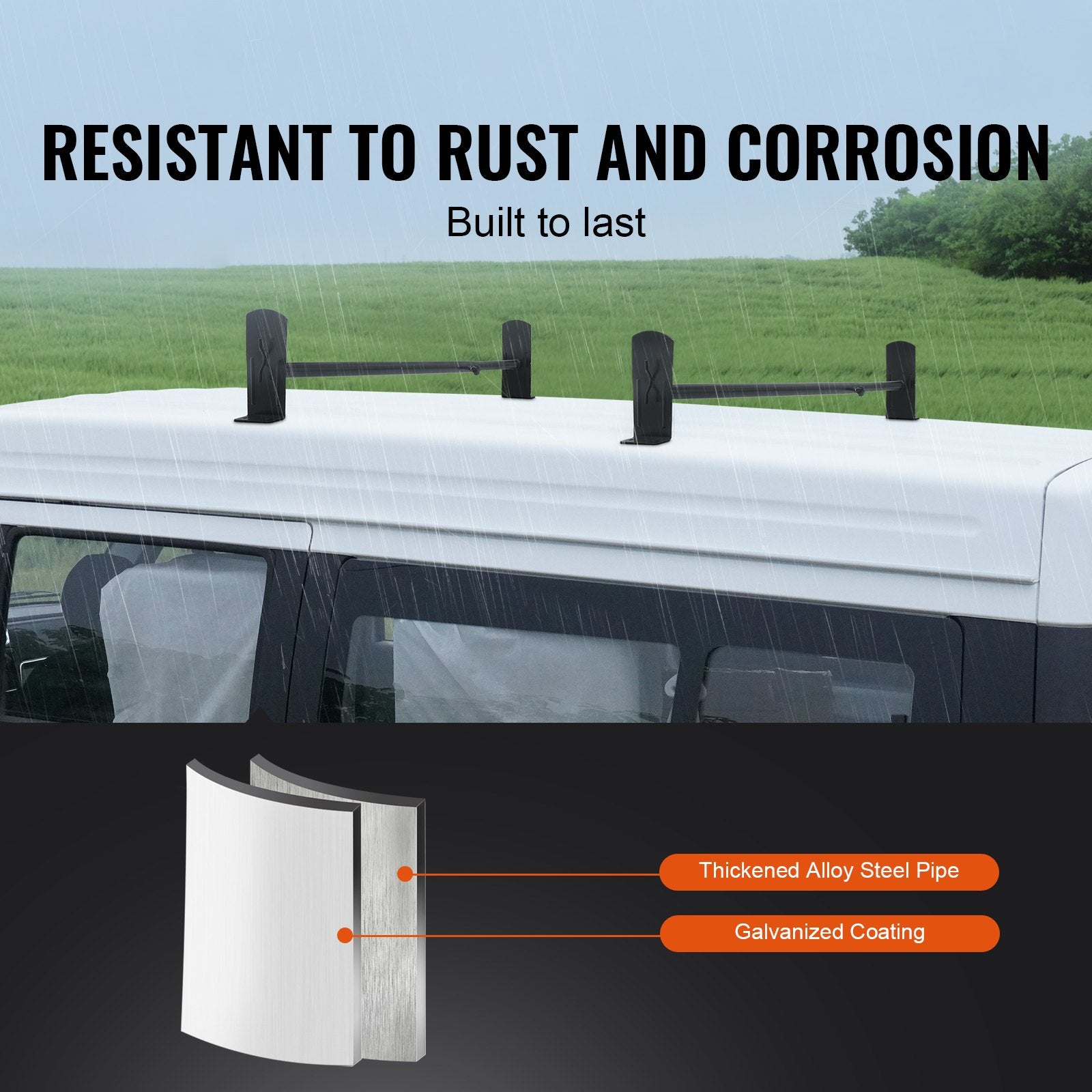 2 Bars Van Roof Ladder Rack 500 LBS Adjustable 35.8" to 57.5" Alloy Steel V952-XSHCH23502948LXWQV0