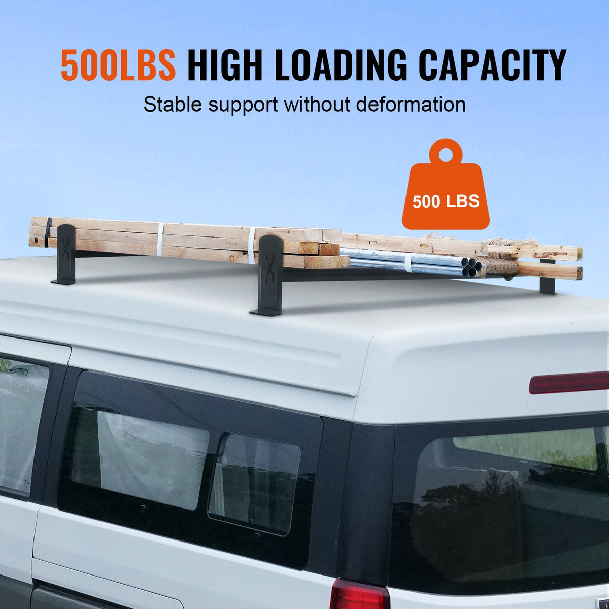 2 Bars Van Roof Ladder Rack 500 LBS Adjustable 35.8" to 57.5" Alloy Steel V952-XSHCH23502948LXWQV0