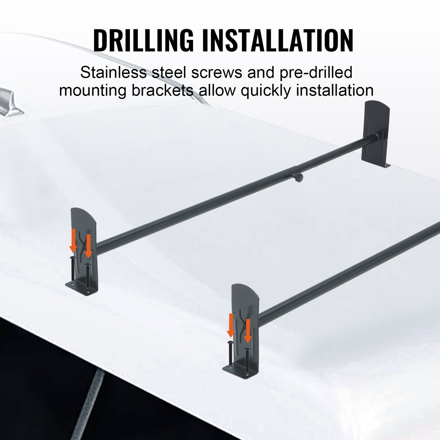 2 Bars Van Roof Ladder Rack 500 LBS Adjustable 35.8" to 57.5" Alloy Steel V952-XSHCH23502948LXWQV0