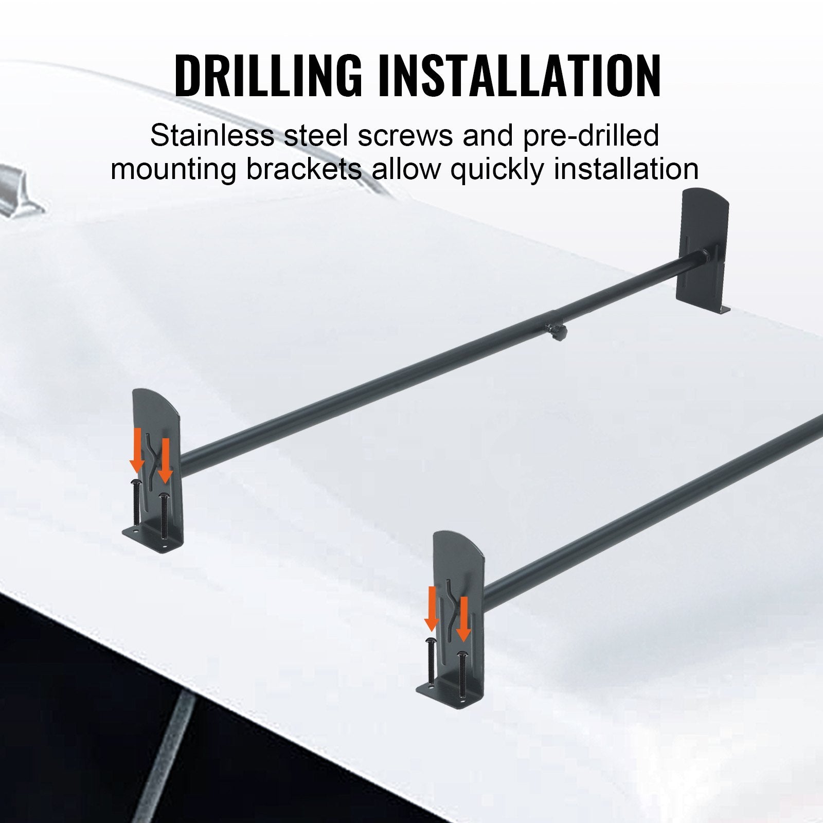 2 Bars Van Roof Ladder Rack 500 LBS Adjustable 35.8" to 57.5" Alloy Steel V952-XSHCH23502948LXWQV0
