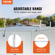 Van Roof Ladder Rack, 2 Bars Aluminum Alloy Roof Ladder Racks, 181 kg Capacity Rain-Gutter Van Roof Rack, V952-XSHCH24006775RD9SV0