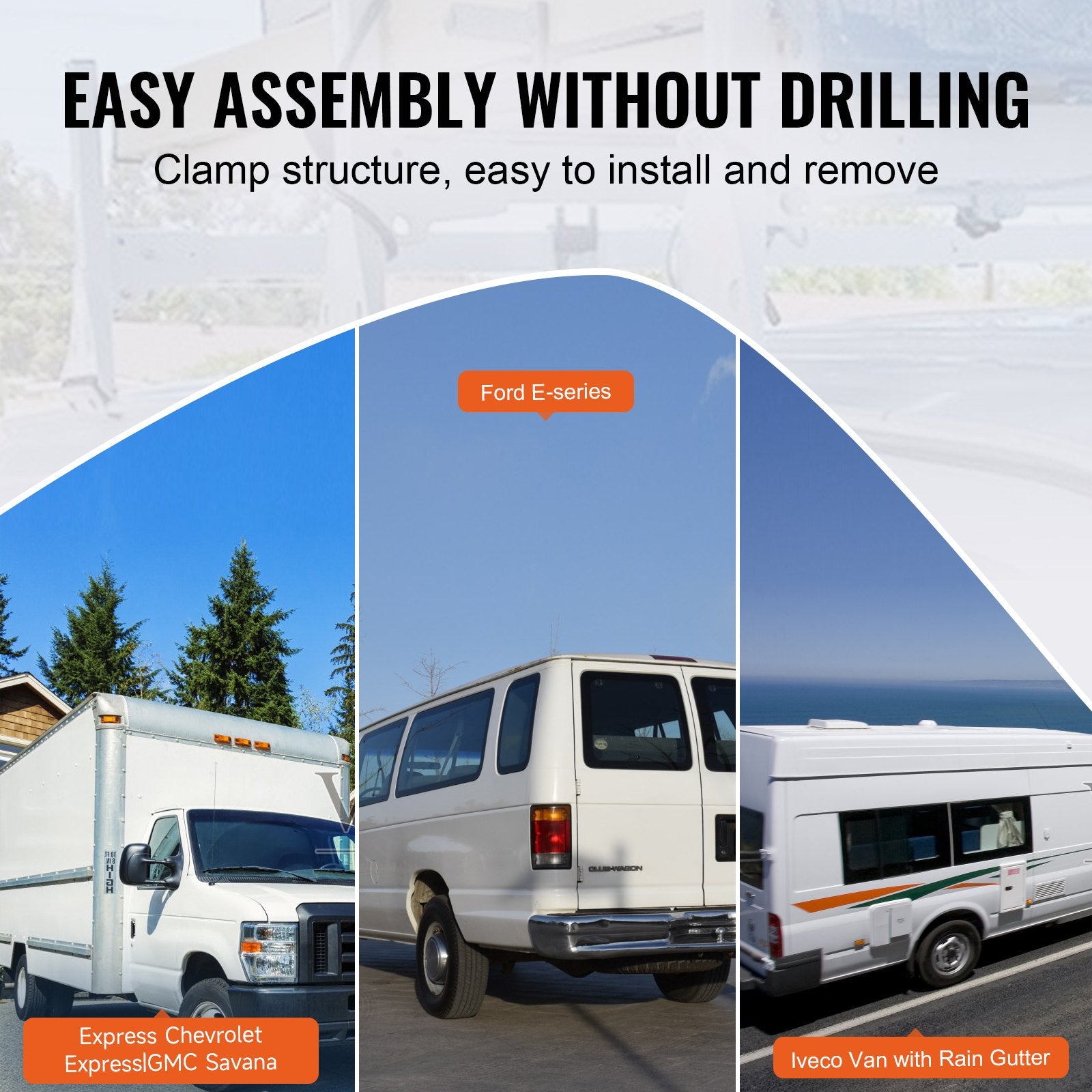 2-Bar Van Roof Ladder Rack Alloy Adjustable 47.2"-78.7" for Full-Size Vans V952-XSHCH250039645AC2V0