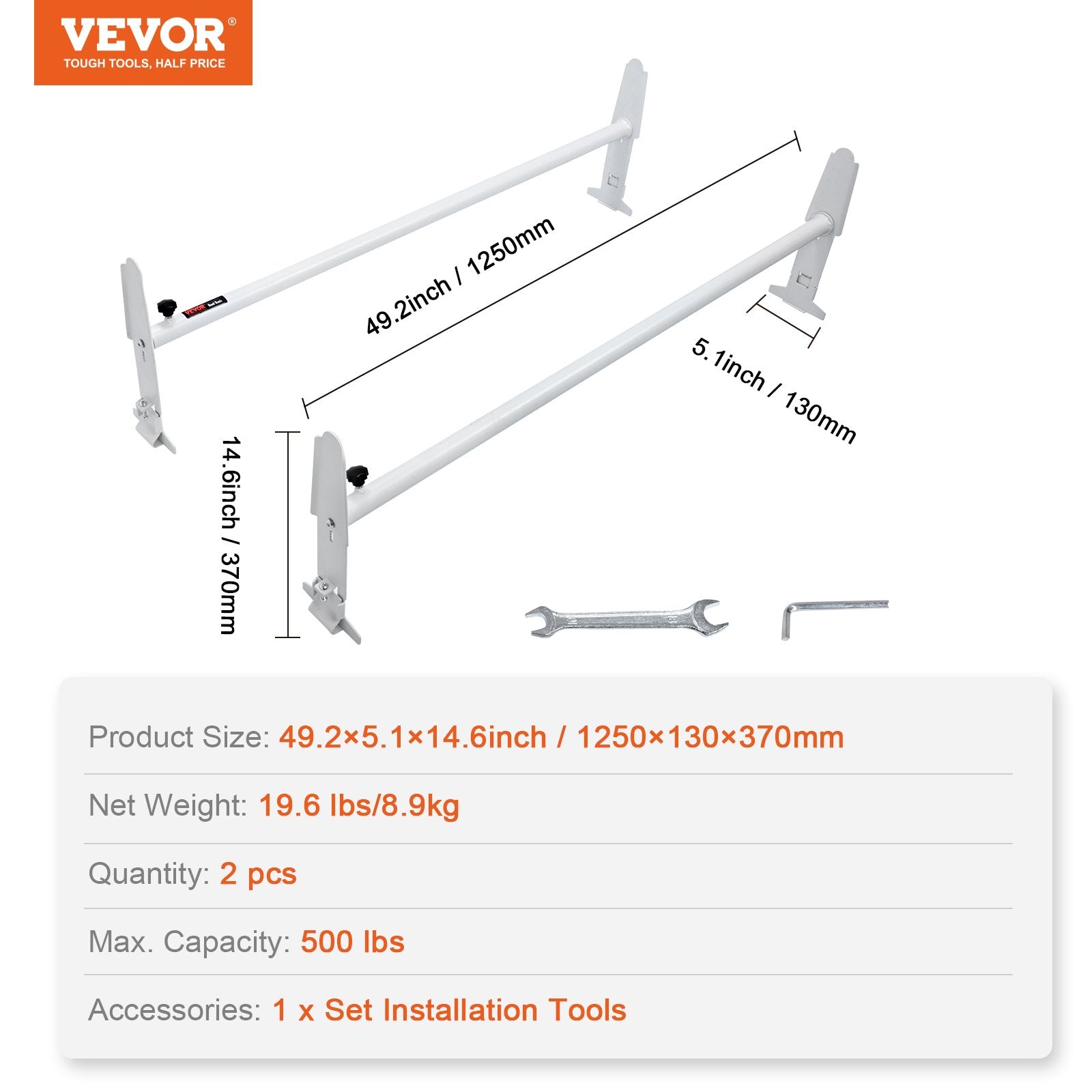 2-Bar Van Roof Ladder Rack Alloy Adjustable 47.2"-78.7" for Full-Size Vans V952-XSHCH250039645AC2V0