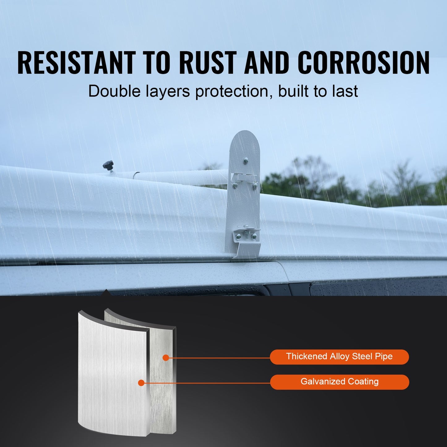Van Roof Ladder Rack, 3 Bars Alloy Steel Roof Racks, 750 LBS Capacity Rain-Gutter Roof Rack, Adjustable V952-XSHCH37503964J82WV0