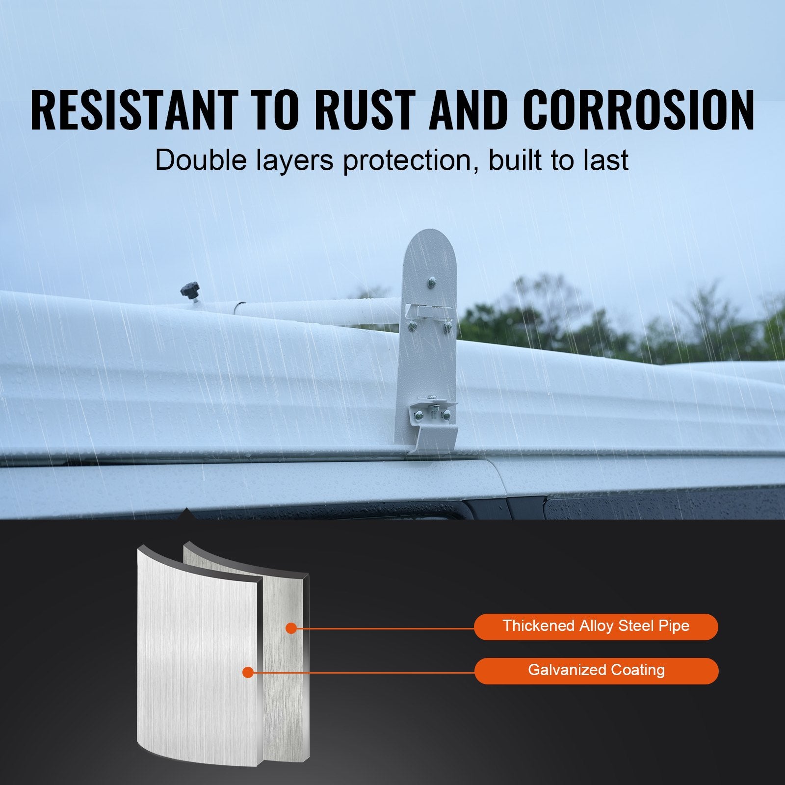 Van Roof Ladder Rack, 3 Bars Alloy Steel Roof Racks, 750 LBS Capacity Rain-Gutter Roof Rack, Adjustable V952-XSHCH37503964J82WV0