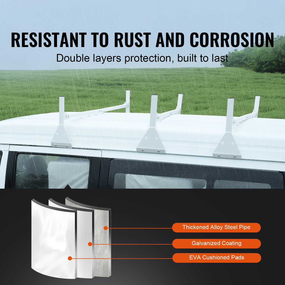 3-Bar Van Roof Ladder Rack Adjustable 56.3"-61.4" for Full-Size Vans V952-XSHCH474837508SG0V0