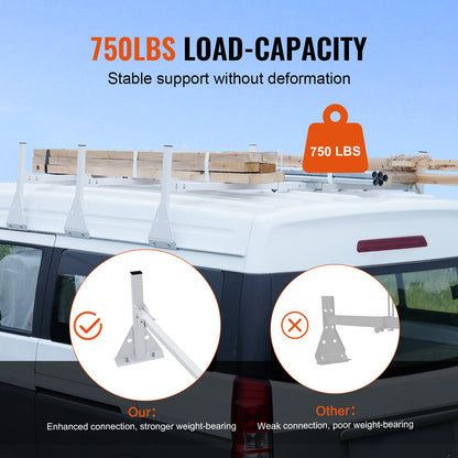 3-Bar Van Roof Ladder Rack Adjustable 56.3"-61.4" for Full-Size Vans V952-XSHCH474837508SG0V0