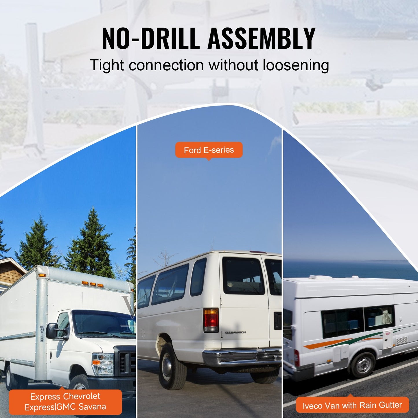 3-Bar Van Roof Ladder Rack Adjustable 56.3"-61.4" for Full-Size Vans V952-XSHCH474837508SG0V0