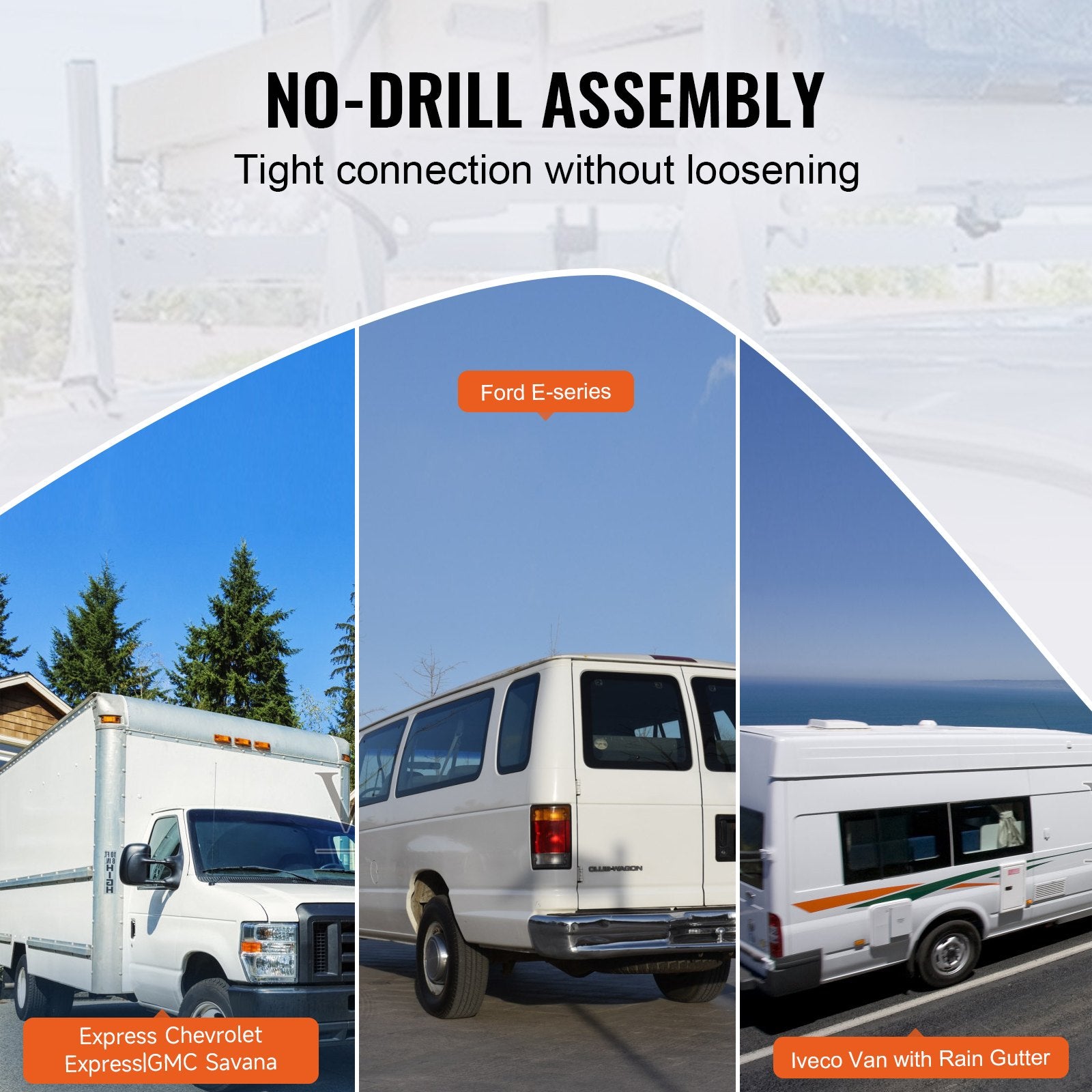 3-Bar Van Roof Ladder Rack Adjustable 56.3"-61.4" for Full-Size Vans V952-XSHCH474837508SG0V0