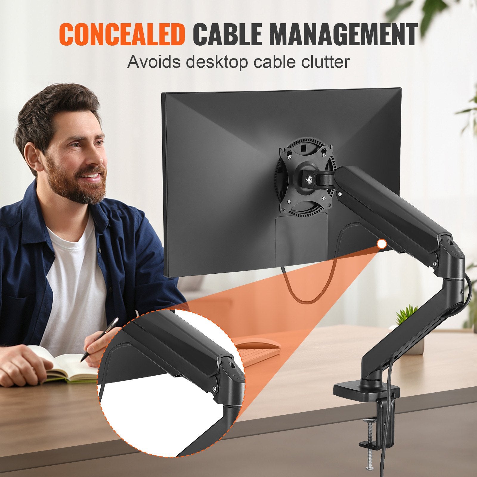 Single Monitor Mount, Supports 13"-32", 330-813 mm Screen, Fully Adjustable Gas Spring Monitor Arm, Hold up V952-XSQBJDMBQDHBUC1YIV0