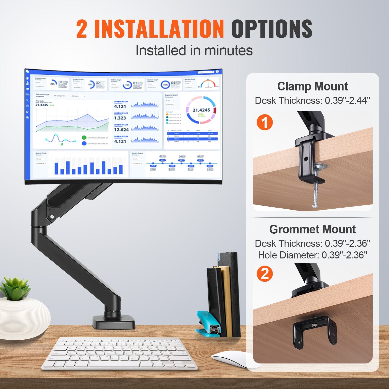 Single Monitor Mount, Supports 13"-32", 330-813 mm Screen, Fully Adjustable Gas Spring Monitor Arm, Hold up V952-XSQBJDMBQDHBUC1YIV0