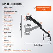 Single Monitor Mount, Supports 13"-32", 330-813 mm Screen, Fully Adjustable Gas Spring Monitor Arm, Hold up V952-XSQBJDMBQDHBUC1YIV0