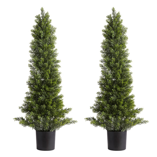 Artificial Topiary Cedar Trees, 2 Set 914mm Faux Pine Shrubs Plants, Fake Silk Tree Look Real, Easy Assembly V952-XSRGXJS36YCXDIEET001V0