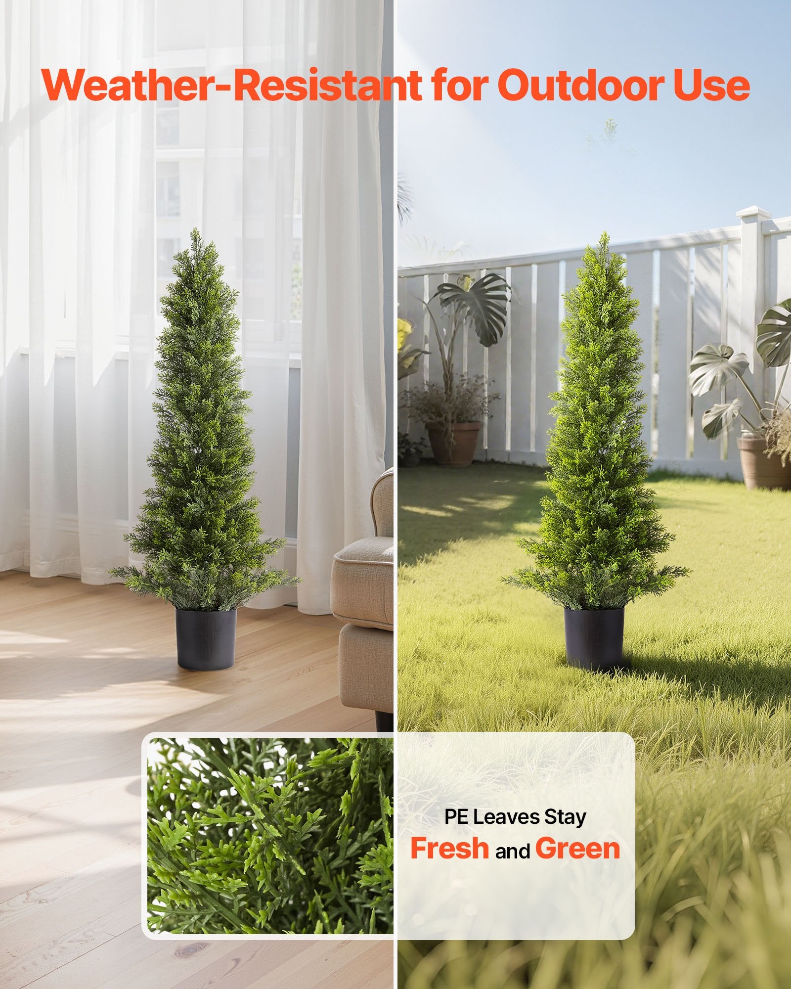 Artificial Topiary Cedar Trees, 2 Set 914mm Faux Pine Shrubs Plants, Fake Silk Tree Look Real, Easy Assembly V952-XSRGXJS36YCXDIEET001V0