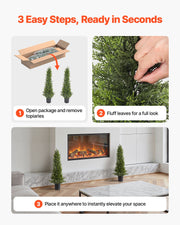 Artificial Topiary Cedar Trees, 2 Set 914mm Faux Pine Shrubs Plants, Fake Silk Tree Look Real, Easy Assembly V952-XSRGXJS36YCXDIEET001V0
