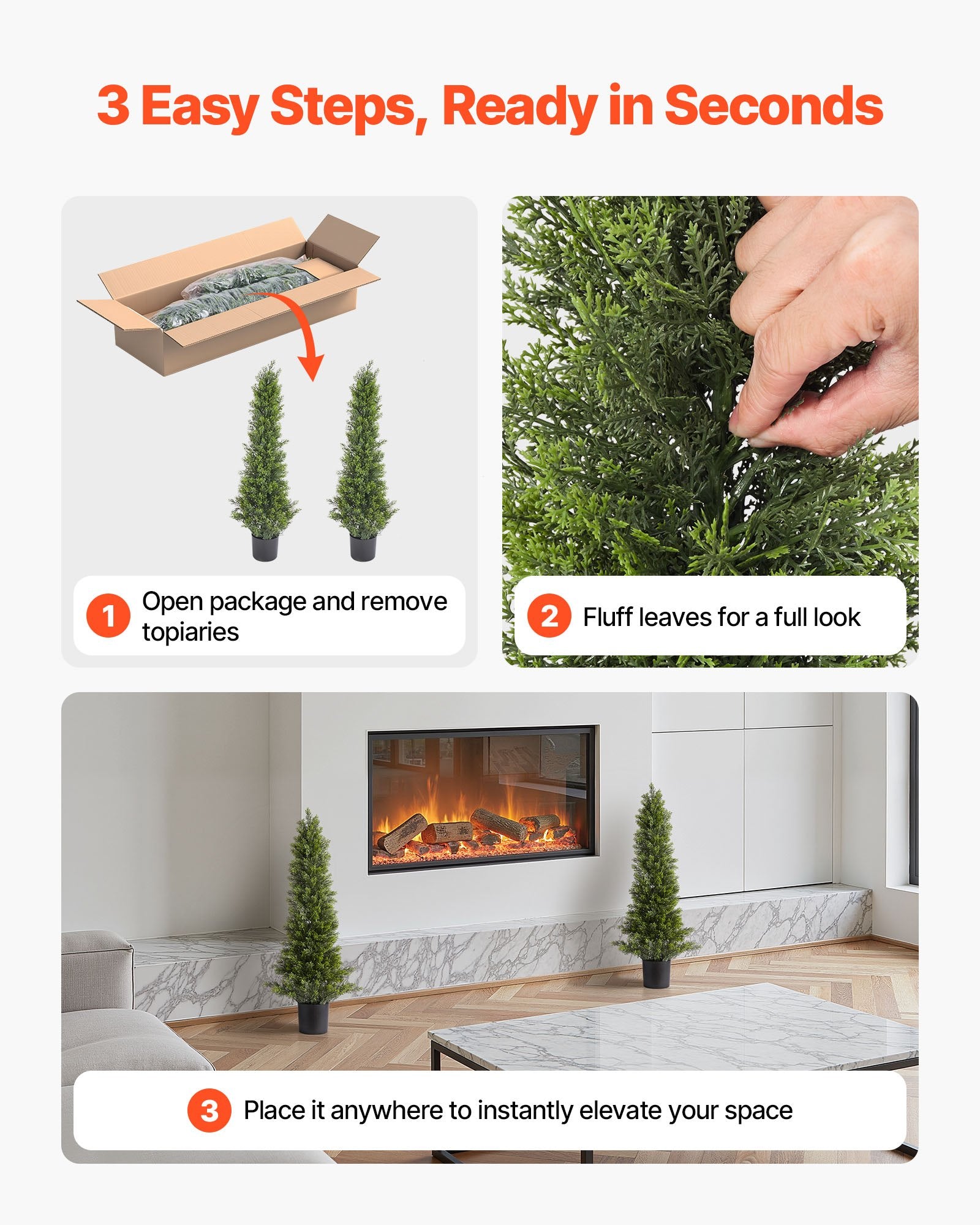 Artificial Topiary Cedar Trees, 2 Set 914mm Faux Pine Shrubs Plants, Fake Silk Tree Look Real, Easy Assembly V952-XSRGXJS36YCXDIEET001V0