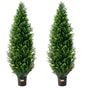 2 Pack 4' Artificial Cedar Topiary Tree Faux Plant UV Decor In/Outdoor V952-XSRGXJS48YCA5XA8BV0