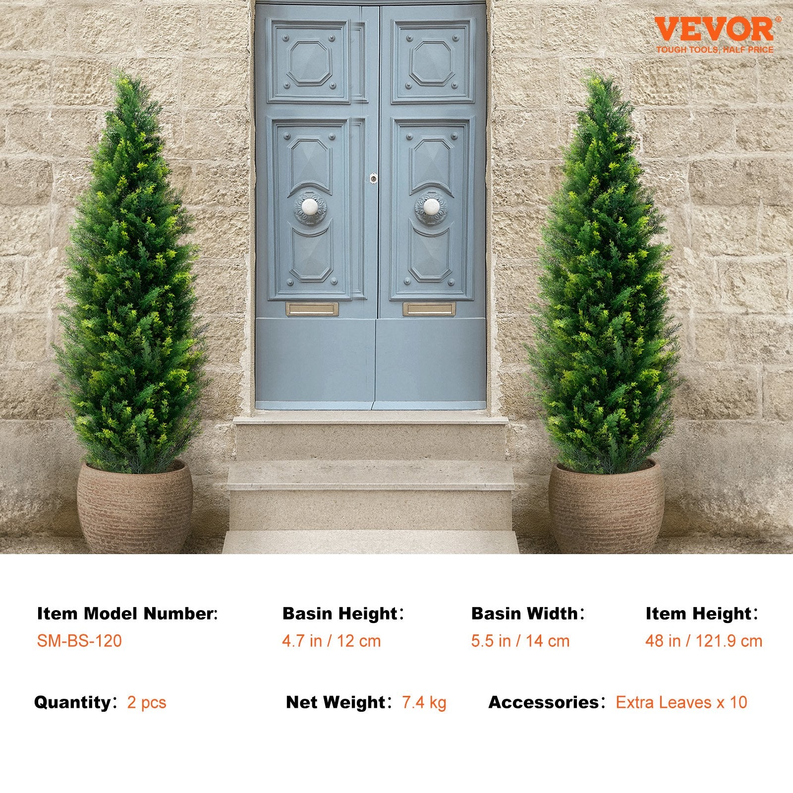 2 Pack 4' Artificial Cedar Topiary Tree Faux Plant UV Decor In/Outdoor V952-XSRGXJS48YCA5XA8BV0