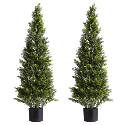 Artificial Topiary Cedar Trees, 2 Set 1219mm Faux Pine Shrubs Plants, Fake Silk Tree Look Real, Easy Assembly V952-XSRGXJS48YCXNM7Y5001V0