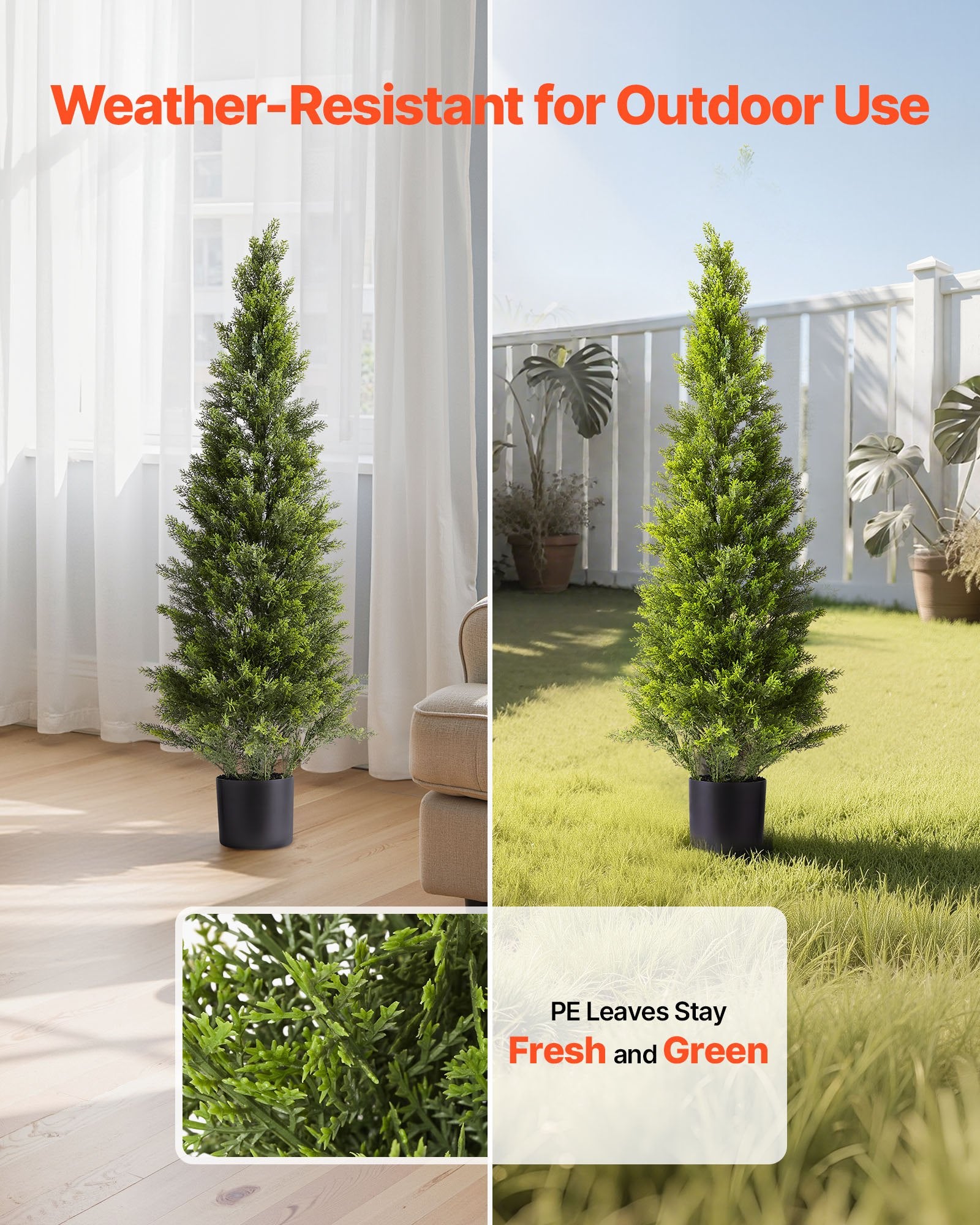 Artificial Topiary Cedar Trees, 2 Set 1219mm Faux Pine Shrubs Plants, Fake Silk Tree Look Real, Easy Assembly V952-XSRGXJS48YCXNM7Y5001V0