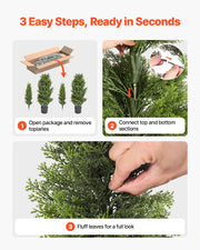 Artificial Topiary Cedar Trees, 2 Set 1219mm Faux Pine Shrubs Plants, Fake Silk Tree Look Real, Easy Assembly V952-XSRGXJS48YCXNM7Y5001V0