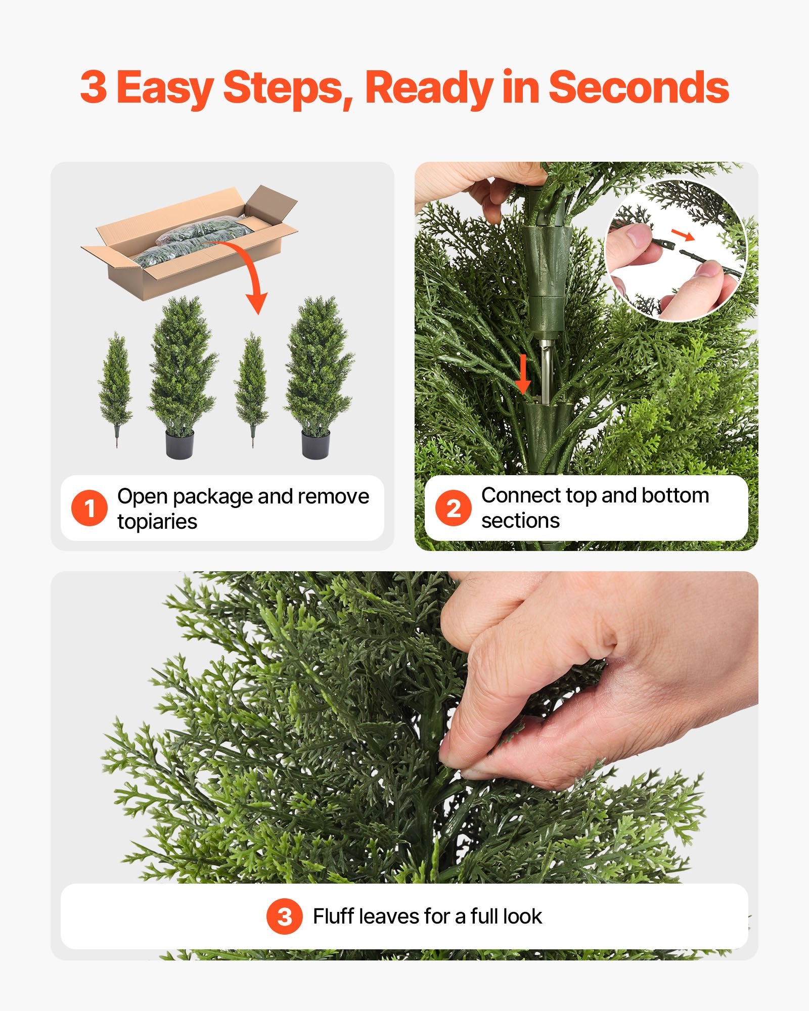 Artificial Topiary Cedar Trees, 2 Set 1219mm Faux Pine Shrubs Plants, Fake Silk Tree Look Real, Easy Assembly V952-XSRGXJS48YCXNM7Y5001V0