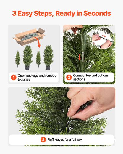 Artificial Topiary Cedar Trees, 2 Set 1219mm Faux Pine Shrubs Plants, Fake Silk Tree Look Real, Easy Assembly V952-XSRGXJS48YCXNM7Y5001V0