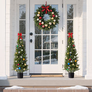 Artificial Topiary Cedar Trees, 2 Set 1219mm Faux Pine Shrubs Plants, Fake Silk Tree Look Real, Easy Assembly V952-XSRGXJS48YCXNM7Y5001V0