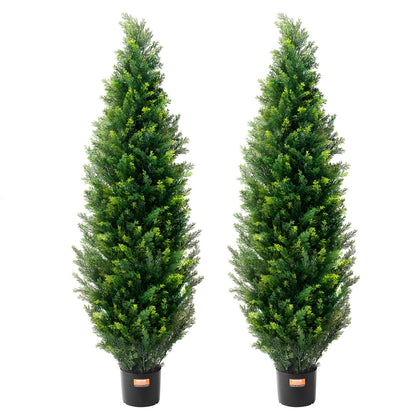 2 Pack 5' Artificial Cedar Topiary Tree Faux Plant UV Decor In/Outdoor V952-XSRGXJS60YCAVOMHCV0