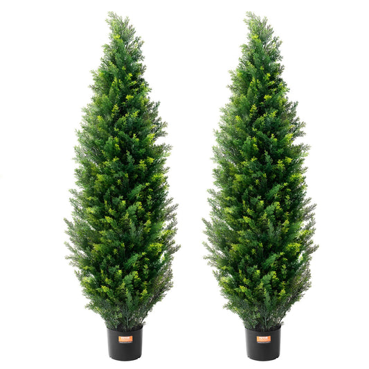 2 Pack 5' Artificial Cedar Topiary Tree Faux Plant UV Decor In/Outdoor V952-XSRGXJS60YCAVOMHCV0