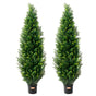 2 Pack 5' Artificial Cedar Topiary Tree Faux Plant UV Decor In/Outdoor V952-XSRGXJS60YCAVOMHCV0