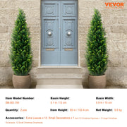 2 Pack 5' Artificial Cedar Topiary Tree Faux Plant UV Decor In/Outdoor V952-XSRGXJS60YCAVOMHCV0