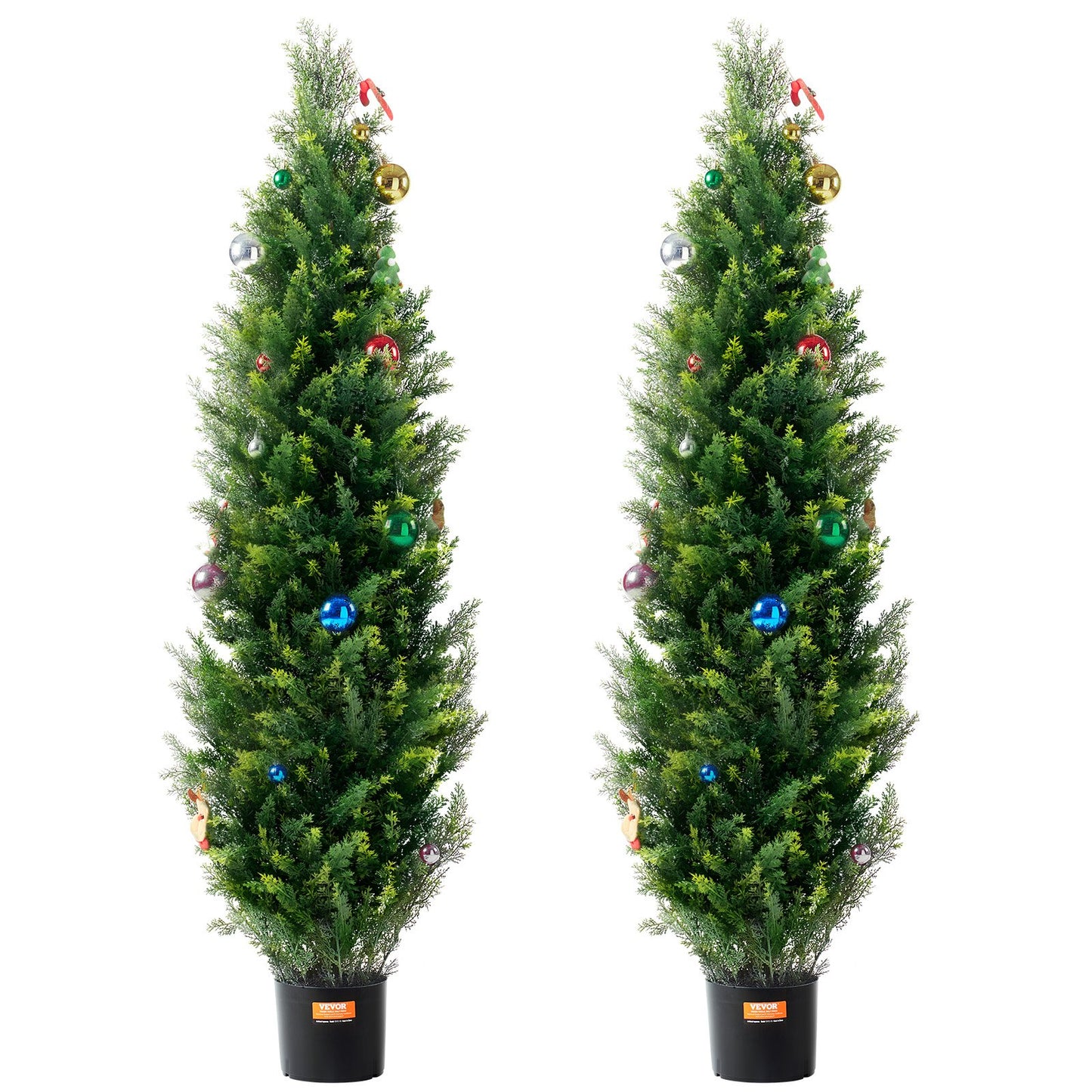 2 Pack 5' Artificial Cedar Topiary Tree Faux Plant UV Decor In/Outdoor V952-XSRGXJS60YCAVOMHCV0