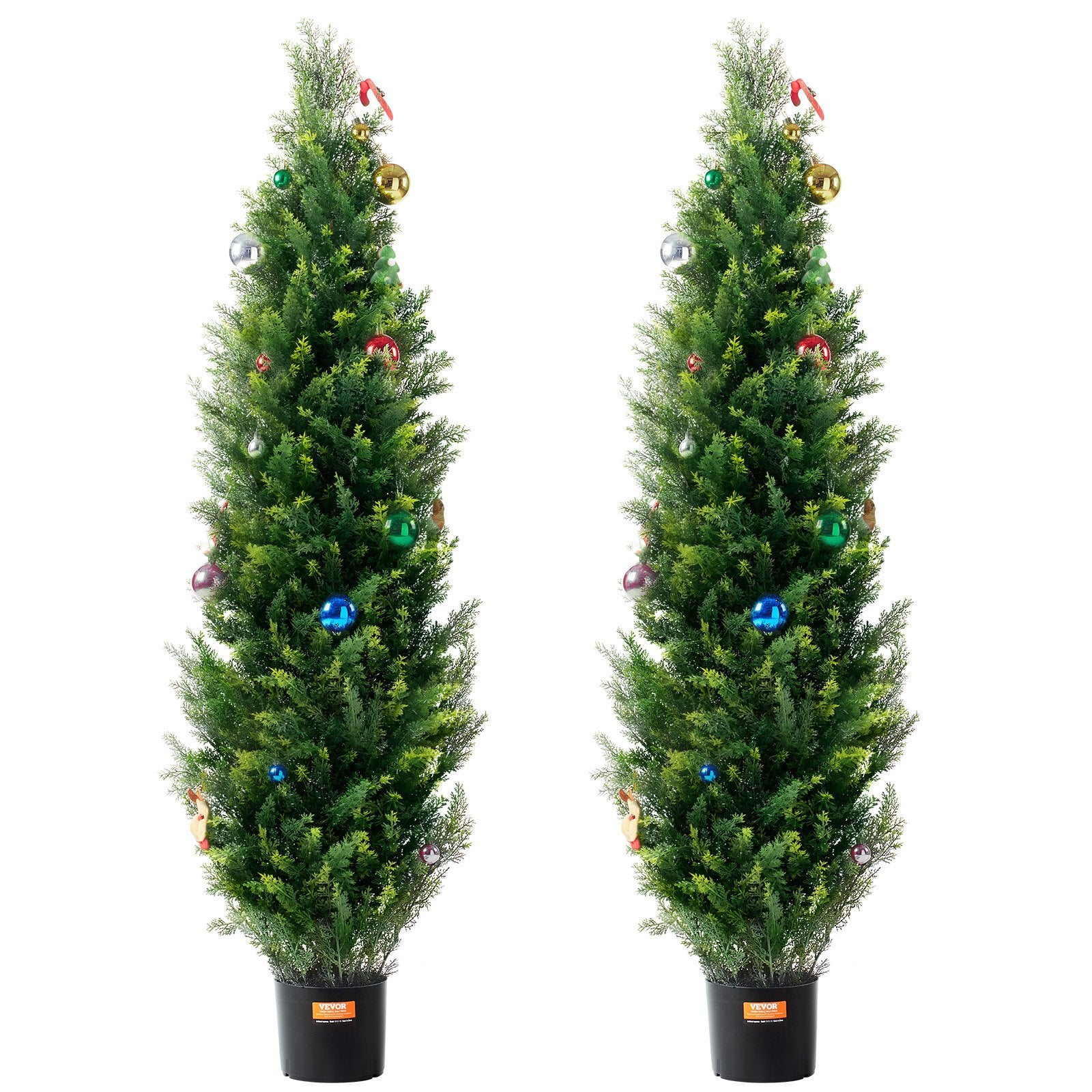 2 Pack 5' Artificial Cedar Topiary Tree Faux Plant UV Decor In/Outdoor V952-XSRGXJS60YCAVOMHCV0