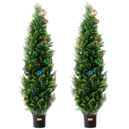 2 Pack 5' Artificial Cedar Topiary Tree Faux Plant UV Decor In/Outdoor V952-XSRGXJS60YCAVOMHCV0