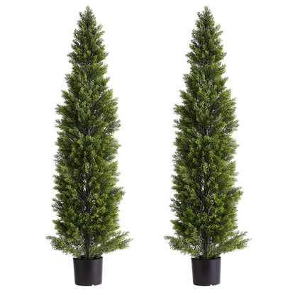 Artificial Topiary Cedar Trees, 2 Set 1524mm Faux Pine Shrubs Plants, Fake Silk Tree Look Real, Easy Assembly V952-XSRGXJS60YCXSMBHS001V0